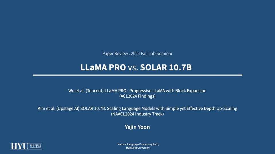 LLaMA PRO vs. SOLAR 10.7B